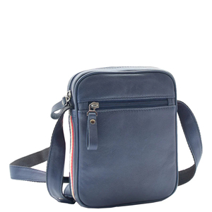 <b>Navy</b> Blue Leather Crossbody <b>Bag</b> With Zipper Pocket And Adjustable Strap For Men And Women Casual Shoulder <b>Bag</b> - Product Image 1