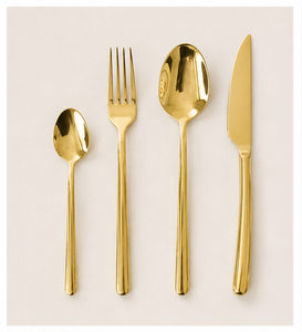 Ensemble de couverts modernes écologiques en or, poli miroir, en acier inoxydable, avec logo personnalisé, pour mariage, fête, hôtel, restaurant, directement de l'usine - Product Image 5