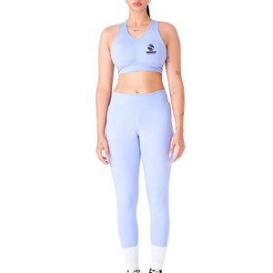Ensemble de yoga 2 pièces pour femme, motif écossais, séchage rapide, écologique, pour la gym : brassière et leggings - Product Image 1