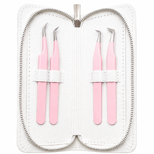 Pinces à épiler professionnelles en acier inoxydable multi-pointes, 4 pièces, pour extensions de cils, emballage personnalisé - Product Image 1