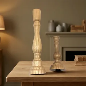 Elegante Portavelas Redondo de Madera, Candelabro Decorativo de Madera, Portavelas Rústico Vintage para Mesa - Product Image 6