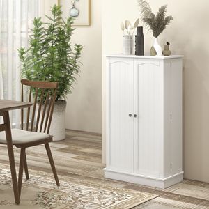 Credenza da Cucina Bianca da 41 Pollici con 5 Ripiani e 12 Portaspezie Regolabili per Sala da Pranzo o Soggiorno - Product Image 2