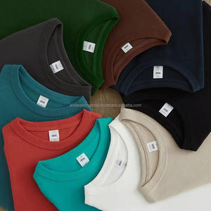 Conception de logo personnalisée OEM, hommes et femmes, classique, polyvalent, été, couleur unie, bloc de couleurs, manches courtes, tricot, modal, coton, polyester - Product Image 6