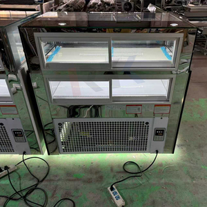 Vitrine réfrigérée commerciale monotempérature, nouveau style, cadre doré, pour gâteaux, avec éclairage LED, à poser sur <span class=keywords><strong>comptoir</strong></span>, refroidisseur de desserts - Product Image 2