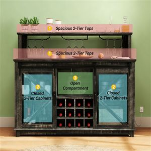 Mobili bar marroni per caffè e vino: pratici scaffali per l'organizzazione - Product Image 2