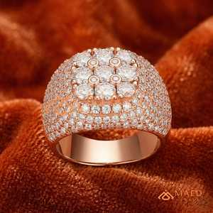 Men's Cluster Moissanite <b>Ring</b> Rose Gold Tone <b>Iced</b> Out Round Cut Hip Hop Statement <b>Ring</b> Luxury Fashion Jewelry Gift - Product Image 3