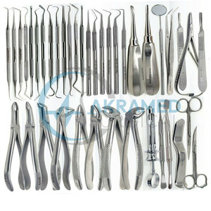 Kit d'instruments d'extraction dentaire allemand 80 pièces en acier inoxydable : Élévateurs, Pinces, Scalers – Ensemble de chirurgie buccale - Product Image 1