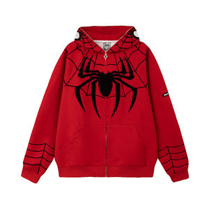Sudadera con capucha de diseñador personalizada, estilo Y2K, con diseño de araña, holgada, unisex, de punto, estilo hip hop, bordada, con cremallera completa, para hombre - Product Image 1