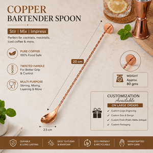 Cuillère à cocktail en cuivre avec manche torsadé, mélangeur pour barman, agitateur pour long drink, pour bar, café, mocktail, maison, cuisine - Product Image 3