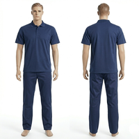 Ensemble de vêtements de travail pour hommes, noir, 220 GSM, tissu piqué en polycoton, manches courtes, polo et pantalon, broderie personnalisée, logo imprimé, uniforme de travail