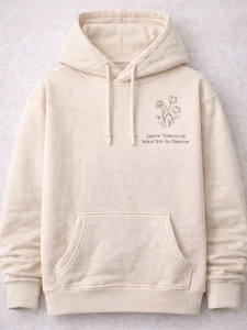 Sudadera con capucha con diseño de cita floral 'Grow Through What You Go Through' – Sudadera inspiradora unisex para mayor comodidad y fortaleza - Product Image 2