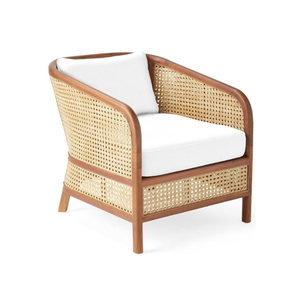 Living Room <b>Sofas</b> Teak Wood and Rattan Cane Club <b>Sofa</b> Chair Home Patio Hotel Furniture Vintage Style - Product Image 3