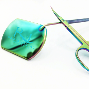 Multi Plasma Coated Color <b>Square</b> Shape Eyelash Extension <b>Mirror</b> And Diamond Grip Handle And Multi Color Cuticle Scissor Set - Product Image 6