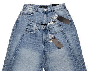 Jean en denim taille haute à jambe large pour femme, coupe ample, longueur intégrale, en coton lavé respirant, pour usage décontracté - Product Image 3