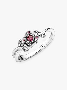 Bague ajustable pour femme, motif floral, plaqué or 18 carats et argent, pierre CZ rose, sertissage pavé élégant, bijou cadeau, design léger - Product Image 4