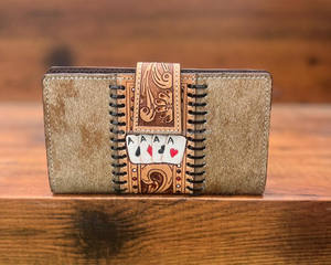 Porte-monnaie sculpté usiné à la main nouveauté pochette étui de téléphone élégant portefeuille en cuir de fourrure de vachette multi-usages portefeuilles en cuir occidental - Product Image 6