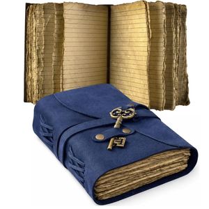 Blue Leather A5 Planner <b>Diary</b> with Key Closure Hardcover Sewing Binding Custom Logo Gift Notebook - Product Image 1