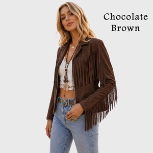 Chaqueta de cuero para mujer, diseño personalizado, calidad premium, precio competitivo, talla adulta, con flecos, estilo western. - Product Image 6