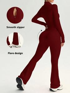 Custom <b>Women's</b> One Piece Zip Front Jumpsuit Long Sleeve Loose Activewear Fitness Yoga <b>Romper</b> Printed Breathable Eco-Friendly OEM - Product Image 5