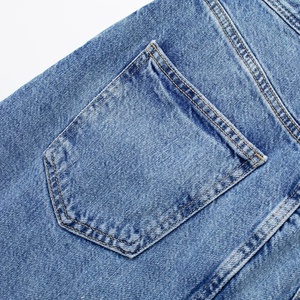 Wholesale Light Blue High Waisted Straight Split Denim Skirts for Women - Product Image 4