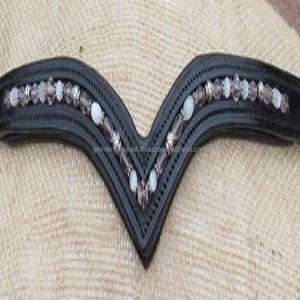 Bande de sourcils de cheval en cuir de cristal autrichien vert péridot fait à la main avec rembourrage doux - Product Image 3