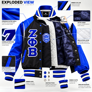 Veste universitaire matelassée en satin Zeta Phi Beta, fermeture éclair, respirante, écologique, légère, séchage rapide, grandes tailles, lavable en machine - Product Image 5