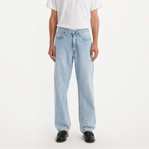Jean en denim bleu clair pour homme, coupe ample et longue, jambe large, respirant - Product Image 1