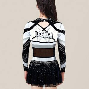 Uniforme de Animadoras Personalizado 2026 con Pedrería Blanca y Negra, Manga Larga, Transpirable y Cómodo, para Competencia - Product Image 4