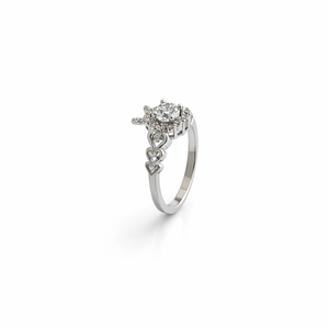 Namivaa 925 Sterling Silver Round Brilliant Diamond Halo <b>Cocktail</b> <b>Ring</b> Vintage Filigree Design for Women Wedding Party Gift - Product Image 3