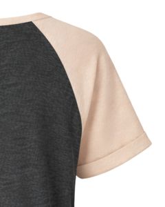 T-shirt Henley à manches courtes pour femme, gris anthracite beige, en coton doux, coupe décontractée, respirant, idéal pour l'été et le quotidien - Product Image 6