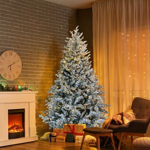 Albero di Natale innevato preilluminato da 2,1 m con 1100 rami e 400 luci, pino artificiale a cerniera per feste natalizie - Product Image 6