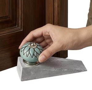 Ceramic Cabinet Knob Round Traditional Design Teal Color with Black Pattern Durable Handle for Furniture - Product Image 1