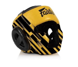 หมวกป้องกันศีรษะสำหรับชกมวย Fairtex สีเหลืองดำลายทาง ทำจากหนัง PU สำหรับผู้ใหญ่ ใช้ได้ทั้งชายและหญิง - Product Image 2
