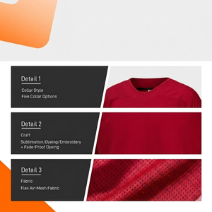เสื้อฮอกกี้สีแดงแบบเรียบ ออกแบบเองได้ ผลิตจากโพลีเอสเตอร์ 100% สำหรับผู้ใหญ่ ใส่ได้ทั้งชายและหญิง แห้งเร็ว ไม่ยับง่าย - Product Image 3