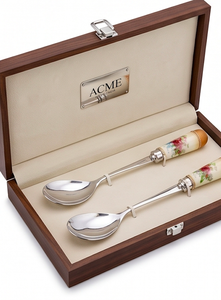 Premium Quality Ceramic Floral Serving Set Stainless Steel With Floral Print For Household Hotel Restaurant Gift And Packaging - Product Image 3