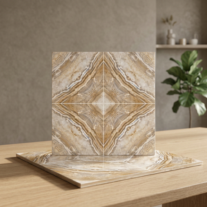 Azulejo de Porcelana Vistaar Royal con Aspecto de Mármol Líquido, Acabado Brillante, Diseño Bookmatch para Pared, 600x600mm - Product Image 1
