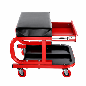 Siège de mécanicien roulant robuste pour garage avec coussin rembourré, tiroir coulissant, plateau à outils intégré et rotation à 360° °   Roulettes pivotantes GAPGAR033 - Product Image 5