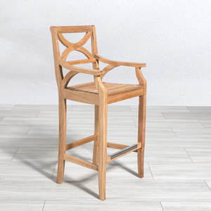 Chaise de bar d'extérieur en teck massif moderne - Meubles d'hôtellerie commerciaux écologiques, durables et résistants à l'eau - Product Image 3