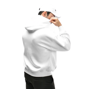 Sweat à capuche unisexe blanc Signature, sweat-shirt décontracté haut de gamme, haut à capuche en polaire confortable et ample pour le streetwear - Product Image 2