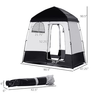 Abri d'intimité portable à deux pièces, cabine de douche instantanée avec sac de transport pour 2 personnes, disponible en noir - Product Image 3