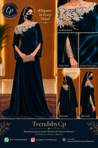 Vestido Kaftan de Terciopelo Premium de TrendsbyCp con Bordado de Lujo |   Ropa de Noche Elegante y Modesta Personalizada - Product Image 6