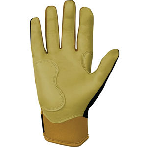 Guantes de Bateo Bruce-Bolt Negros y Amarillos, Cuero Cabretta, Duraderos, Ligeros, Cómodos, Cierre de Gancho y Bucle, Puño Corto, Unisex - Product Image 2