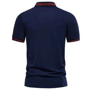 เสื้อโปโลผู้ชายไซส์ใหญ่แฟชั่นฤดูร้อนปี 2026 เสื้อโปโลถักแบบสปอร์ต เสื้อยืดโปโลปักโลโก้ตามสั่ง เสื้อโปโลสำหรับตีกอล์ฟ 100% สีกรมท่าและสีเทา - Product Image 4