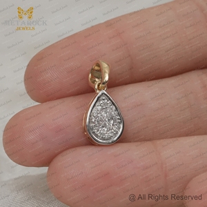 Pendentif minimaliste en or jaune 14 carats avec diamant naturel en forme de goutte d'eau, bijoux fins, vente en gros, cadeau pour la Saint-Valentin - Product Image 4