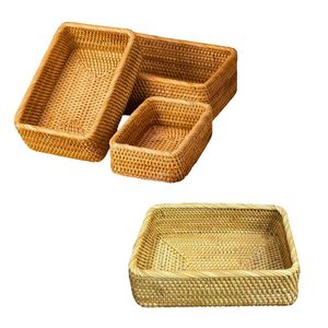 Cesta/Bandeja Rectangular de Mimbre Resistente, Bandejas de Servir Tejidas Naturales para Cocina y Decoración del Hogar - Product Image 1