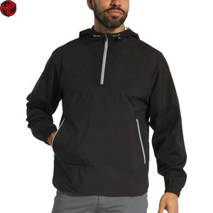 Hexaplus Industries <b>Men's</b> Hooded <b>Half</b> <b>Zip</b> Windproof Breathable Polyester Spandex Blend Golf <b>Jacket</b> - Product Image 1
