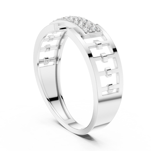 Anillo REGAL LINKAGE con Diamante Cultivado en Laboratorio, Corte Redondo, en Oro Blanco de 18 Quilates con Baño de Rodio, Estilo Minimalista con Piedras Laterales para Hombre - Product Image 2