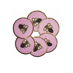 Chemin de table et assiette de présentation de haute qualité, modernes, brodés de perles de rocaille et de perles de verre, motifs canne à sucre, pour table à manger et salon - Product Image 4