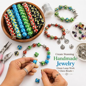 Handmade Lampwork Glass Beads 12mm Multicolor | Artisan Glass Spacer Beads Jewelry Making <b>Bracelets</b> Earrings Necklaces Crafts - Product Image 5