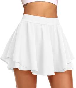 Shorts taille haute pour femmes avec décoration en dentelle, pour le fitness, le tennis, le badminton, le golf et la course à pied, jupe de sport pour filles - Product Image 1